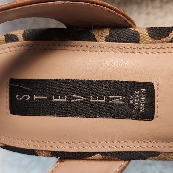 Steve Madden chetah/leopard "Kiddie" espadrille wedge open Toe 3" heel s… - Picture 2 of 10